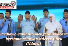 Prabowo dan Relawan Nderek Guru Habib Luthfi Bershalawat Bersama di Serang