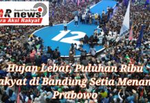 Sempat Diguyur Hujan Lebat, Puluhan Ribu Rakyat di Bandung Setia Menanti Prabowo