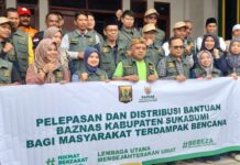 Ketua Baznas Dr H unang Sudarma SH Lepaskan bantuan ke 25 titik korban bencana banjir dan longsor Sukabumi